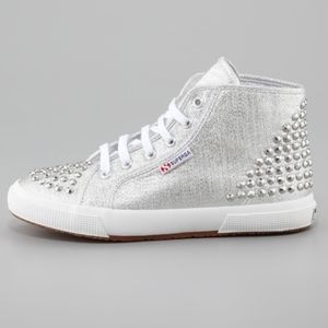 Superga Silver Glitter Stud High-Top Sneaker
EU 41